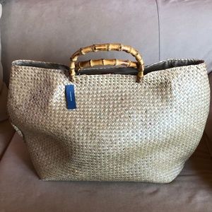 NWT Lands End huge straw beach bag